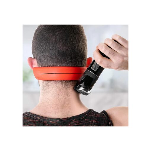 Neckline Shaving Template and Hair Trimming Guide | Barber Style DIY Hands-Free Cut, Trim, and Shave Use for Straight Lines | Non-Slip, Skin Safe Silicone Red