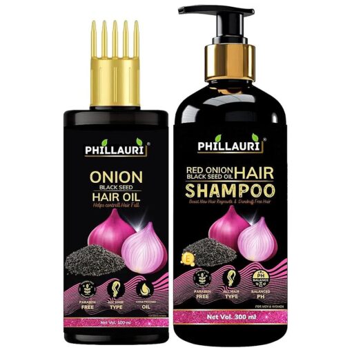 Red Onion Shampoo + Red Onion Hair Growth Oil For Hair Fall Control Combo for women and men