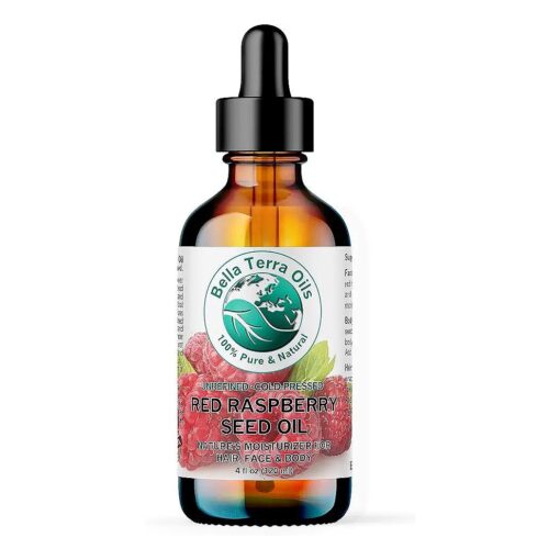 Bella Terra Oils - Red Raspberry Seed Oil 4 oz - Packed with Ellagic Acid & Vitamin A, Embrace the Nutrient-Rich Essence of Raspberry Seed for Skin