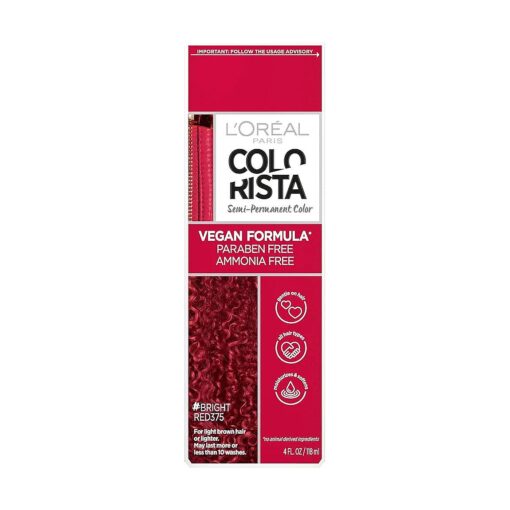 L'Oreal Paris Colorista Semi Permanent Hair Color for Bleached or Blonde Hair, Color Depositing Hair Mask Formula, Bright Red