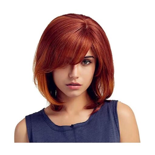 TopWigy Red Short Bob Wigs Red Wig for Women Ombre Red Colorful wig Medium Long Natural Looking Human hair Blend Wigs Daily wig 16"