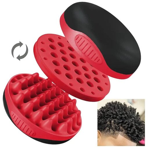 Silicone Curly Hair Brush, Twist Curl Comb for Afro Curls, Two-Sided Use Hair Wave Tool, Big Small Holes Combs for Men Women Boy Girl Short Hair, Red, 1 Pcs