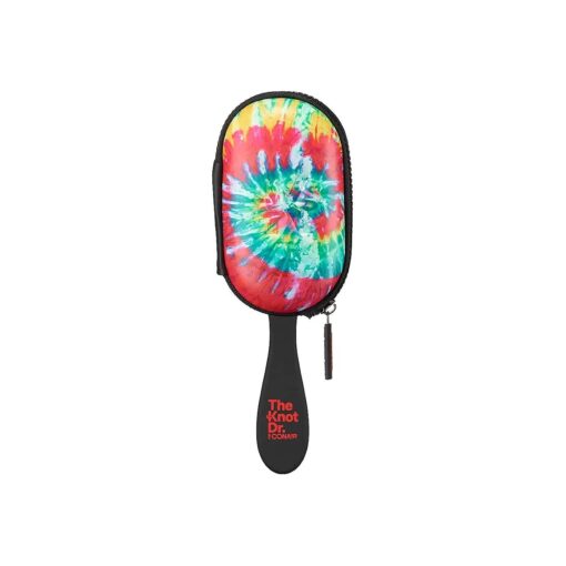 The Knot Dr. for Conair Hair Brush, Wet and Dry Detangler with Storage Case, Removes Knots and Tangles, For All Hair Types, Red Tie-Dye