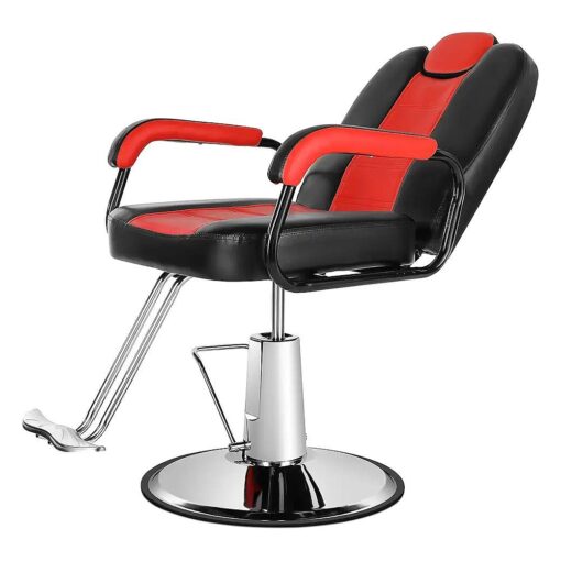 Artist hand Salon Chairs for Hair Stylist, Heavy Duty Hydraulic Barber Chair Spa Furniture Shampoo Reclining Extra Wider Seat Beauty Hair Salon Equipment ( Black & Red )