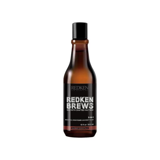 Redken Brews 3-IN-1 Men 's Shampoo, Conditioner, and Body Wash | Multi-Purpose Hair & Body Cleanser for Men | Moisturizes & Strengthens | All-In-One Soap for Gym and Travel