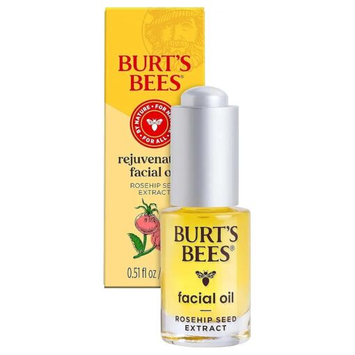 Burt 's Bees Gua Sha Face Oil With Rosehip Seed Extract, Reduces Appearance of Fine Lines and Wrinkles, Use with Ice Roller & Facial Tools, Natural Origin Skin Care, 0.51 fl, oz .