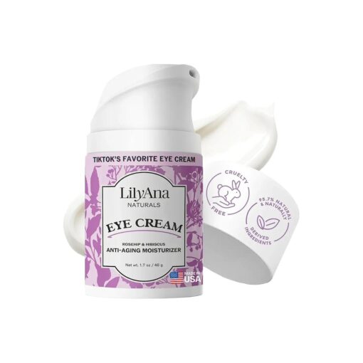 LilyAna Naturals Eye Cream for Dark Circles and Puffiness, Under Eye Cream for Wrinkles and Bags, Anti Aging Eye Cream helps Improve Dryness ; for Sensitive Skin - 1.7 oz - Made in USA