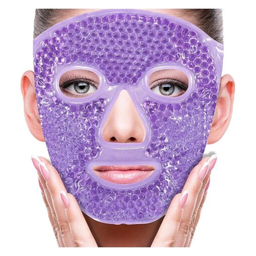 Face Eye Mask Ice Pack for Reducing Puffiness, Bags Under Eyes, Puffy Dark Circles, Migraine, Hot/Cold Pack with Soft Plush Backing ( Purple # 22 )