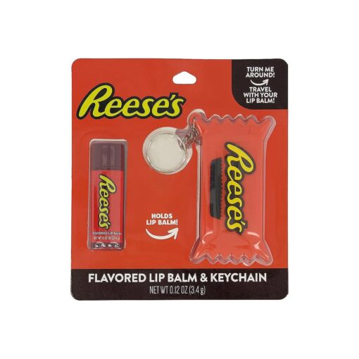 Taste Beauty Reese 's Peanut Butter Cup-Flavored Lip Balm and Keychain Holder, 2-Piece Set