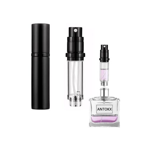 Travel Perfume Bottle Refillable Atomizer - 5ML Perfume Atomiser, Pocket Perfume Dispenser, Scent Pump Case, Leakproof Portable Perfume Sprayer for Women and Men ( Black )