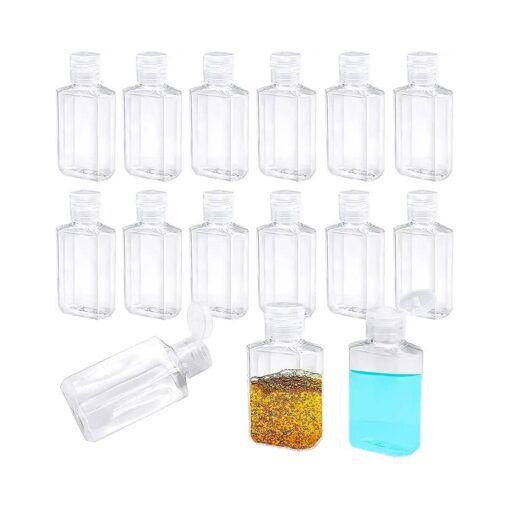 40 Pack 2 Oz Plastic Refillable Bottles with Flip Cap, Clear Empty Hand Sanitizer Bottles, Portable Reusable Containers with Lids for Shampoo, Body Soap, Toner and Lotion