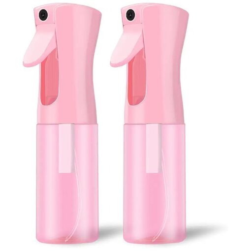 Empty Spray bottles, Continuous Spray Bottle for Hair, Spray Water Bottle Fine Mist Refillable, Skin Care, Showering Pets, Plants, travel, Ironing and Cleaning 6.8 Ounce ( 2 Pack, Pink )