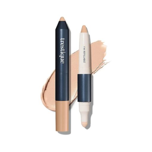 Trestique Concealer Crayon, Refillable Makeup Concealer With Built-In Blending Sponge, Sustainable Under Eye Concealer, Clean Beauty Concealer Makeup