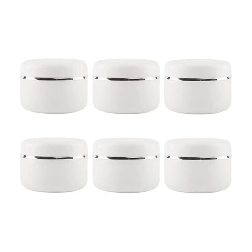 White Plastic Jar with Dome Lid 8 Oz ( 250g ) Refillable Make-up Cosmetic Jars Empty Face Cream Lip Balm Lotion Storage Container Pot Case ( Pack of 6 )