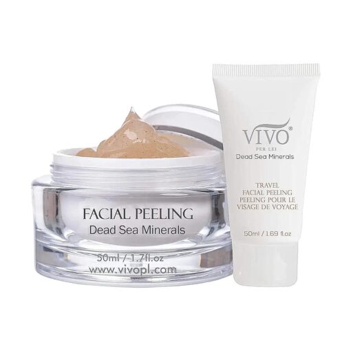 Vivo Per Lei Facial Peeling Gel - Contains Dead Sea Minerals and Nut Shell Powder - Gentle Face Exfoliator Scrub and Blackhead Remover - Peel Your Skin to a Fresher You - 3.4 Fl, Oz .