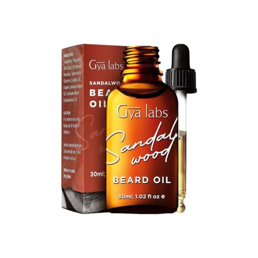 Gya Labs Sandalwood Beard Oil - Natural Beard Growth Oil for Men with Organic Argan & Jojoba Oil - Beard Oil that Moisturizes, Softens & Strengthens ( 1 Fl Oz )