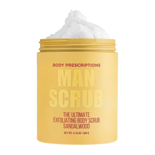 Body Scrub for Men- Ultimate Exfoliating Scrub Infused with Sandalwood, Men 's Body Wash in Jar with Twist Top, 21 oz, For All Skin Types