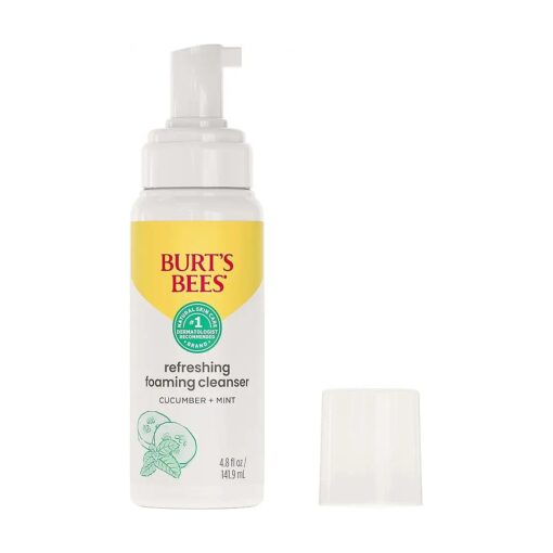 Burt 's Bees Refreshing Foaming Face Cleanser and Natural Face Wash with Cucumber and Mint, 4.8 Fluid