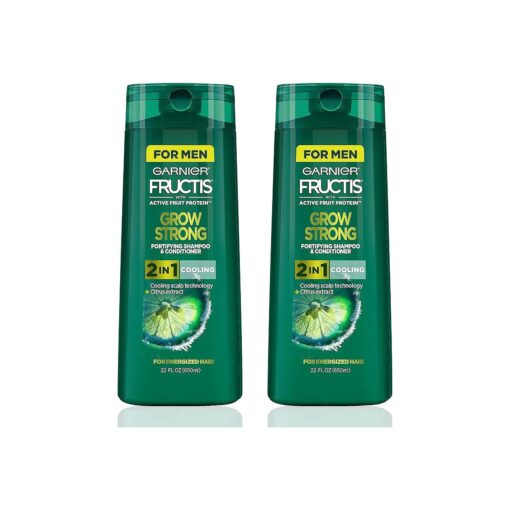 Garnier Hair Care Fructis Men 's Grow Strong Cooling 2N1 Shampoo and Conditioner, Cooling Scalp Technology & Formulated with Citrus Extract, Refreshing Menthol for Energized Hair, 22 Fl Oz, 2 Count