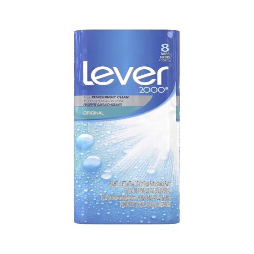 Lever 2000 Bar Soap Refreshing Body Soap and Facial Cleanser Original Effectively Washes Away Bacteria 4 oz 8 Bars