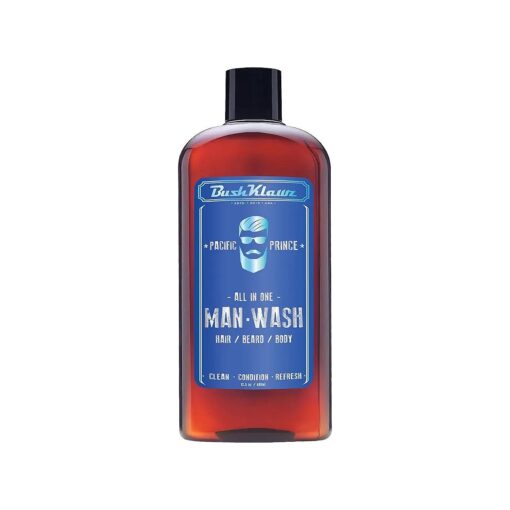 PACIFIC PRINCE MAN WASH Men 's Original All in One 3-in-1 Shampoo Conditioner Hair Beard Body Wash Man Made American Viking Crew Cannon Wash with Bulldog Duke PH Ballwash