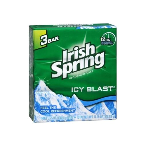 Irish Spring Bath Bar, Icy Blast 3.75 Oz, 12 Count 4pack of 3 Bar