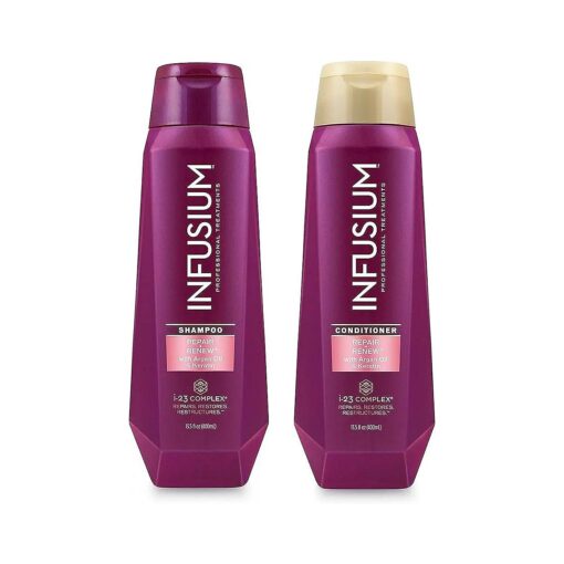 Infusium Professional Treatments Haircare - Repair & Renew With Argan Oil & Keratin - Shampoo & Conditioner Set - Net Wt, 13.5 FL OZ ( 400 mL ) Per Bottle - One Set