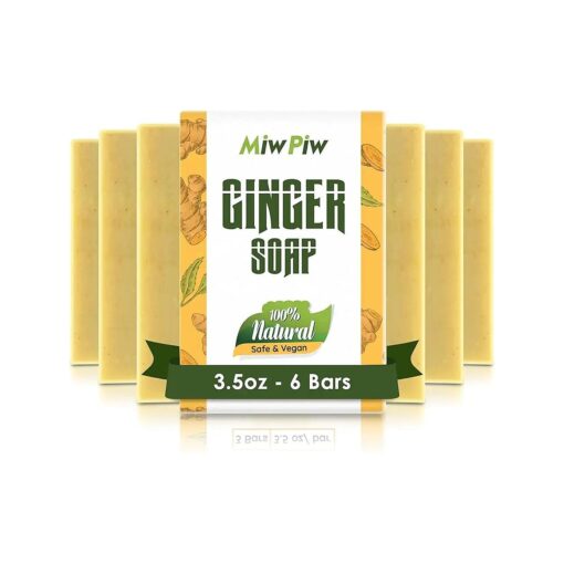 Ginger Soap Lymphatic Drainage Pack 6 - Anti-Cellulite Skin Tightening - Natural Ingredients Detox Soaps for Deep Clean Shower, Detoxification, Rejuvenating