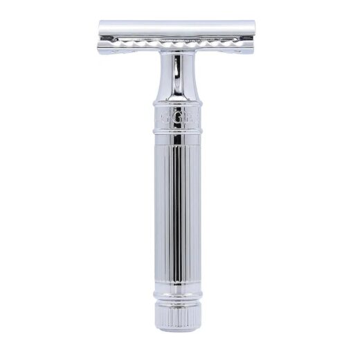 Edwin Jagger DES89LBLAMZ Classic Long Handled Double Edge Manual Eco-Friendly and Reusable Safety Razor for Men and Women for Shaving cream or Soap Fits All DE Razor Blades ( Lined )