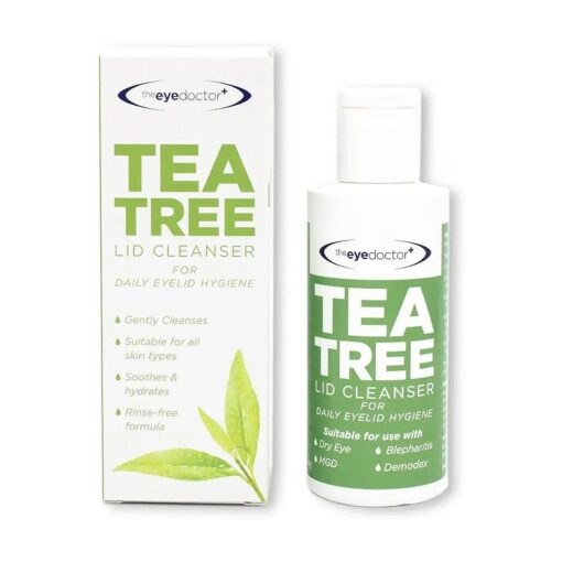 The Eye Doctor Tea Tree Lid Cleanser 100ml - Daily Eyelid Hygiene Remove Debris & Make-up Eyelid Eyelashes - Suitable for Sensitive Eyes - Contains Tea Tree Oil Argan Oil Coconut Oil & Micellar Water