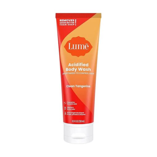 Lume Acidified Body Wash - 24 Hour Odor Control - Removes Odor Better than Soap - Moisturizing Formula - Formulated Without SLS or Parabens - OB/GYN Developed - 8.5 ounce ( Clean Tangerine )