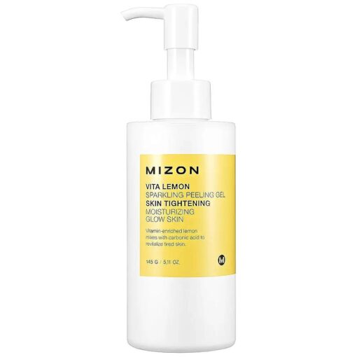 MIZON Vita Lemon Peeling Gel, Lemon Peel Oil and Sparkling Water, Skin Tightening, Moisturizing, Skin Vitality, Removes Dead Skin Cells ( 150g/ 5.3 Oz )