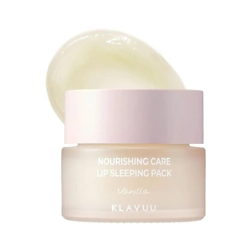 Klavuu Nourishing Care Lip Sleeping Pack - Lip Mask for Exfoliating & Nourishing Lip Treatment Balm for Dry Lips - Natural Moisturizing Lip Oil with - Lip Balm to Repair & Protect Lips 0.7oz ( Vanila )