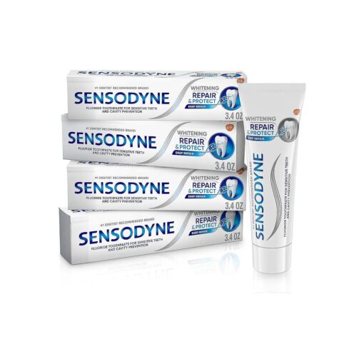 Sensodyne Repair and Protect Whitening Toothpaste, Toothpaste for Sensitive Teeth and Cavity Prevention, 3.4 oz ( Pack of 4 )