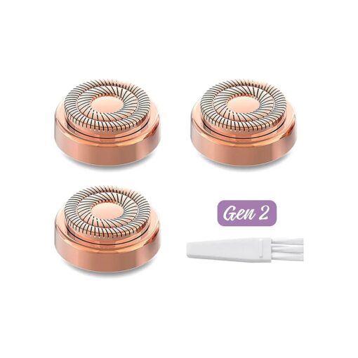 tuokiy Facial Hair Remover Replacement Blade Heads for Flawless Finishing Touch Facial Hair Remover,18K Rose Gold Plated Replacement Heads,3 Count