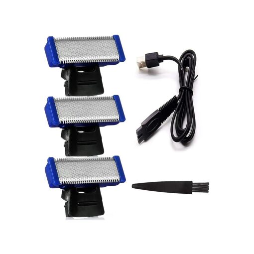 Replacement Head for Old Version of Microtouch Solo Mens Shaver Electric Micro Trimmer ( 3 Razor Blade & 1 Clean Brush & 1 USB Charger Cable )