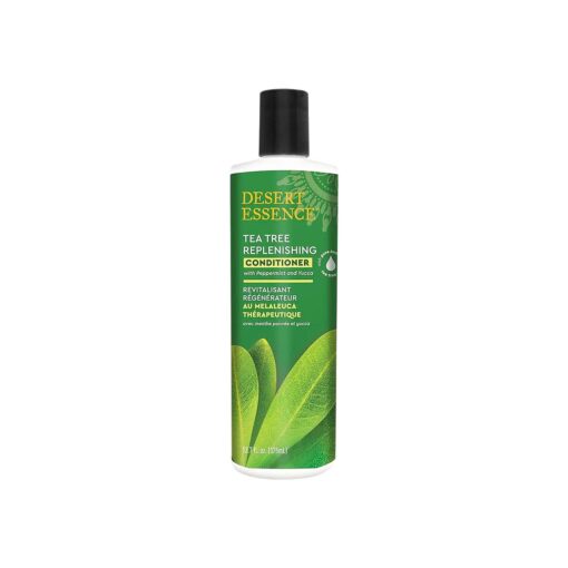 Desert Essence Tea Tree Replenishing Conditioner - 12.7 Fl Ounce - Peppermint & Yucca - Eucalyptus Oil - Vitamin E - Keratin - Murumuru Butter For Dull, Damaged Hair - Reduces Hair Breakage & Flaking