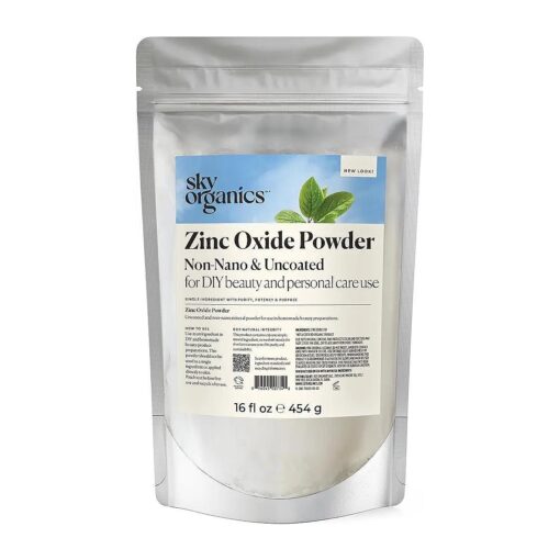 Sky Organics Zinc Oxide Powder for Body, 100 % Pure Non-Nano & Uncoated for DIY, 16 Oz .