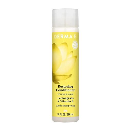 Derma E Restoring Conditioner for Volume & Shine - Sulfate Free Volumizing Conditioner with Lemongrass & Vitamin E - Nourishing Color Care Conditioner, 10 oz