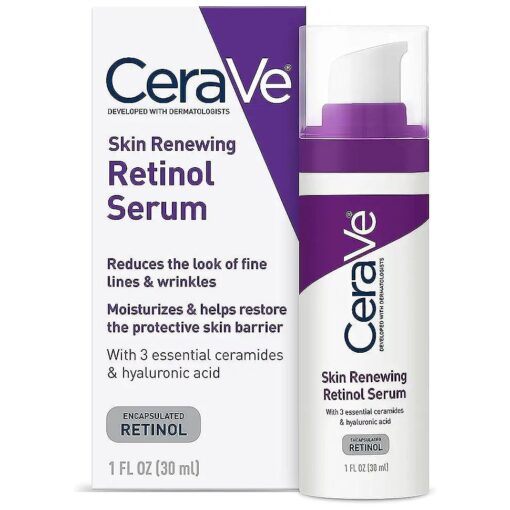 CeraVe Anti Aging Retinol Serum | Cream Serum for Smoothing Fine Lines and Skin Brightening | With Retinol, Hyaluronic Acid, Niacinamide, and Ceramides | 1 Ounce