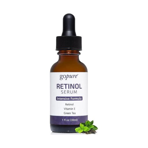 goPure Retinol Serum For Face - Anti-Aging Serum with Retinol for a Firmer, Lifted, and Youthful Look, Formulated with Green Tea and Vitamin E to Improve the Look of Dull, Uneven Skin - 1 fl oz