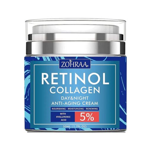 Retinol Cream for Face - Facial Moisturizer with Collagen and Hyaluronic Acid, Anti-Wrinkle Reduce Fine Lines Vitamin C+E Natural-Ingredient Day Night Anti-Aging For Women Men