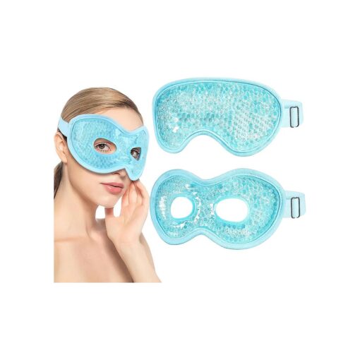 Luxtude Gel Eye Mask Cooling Eye Mask for Dry Eyes 2PCS, Heated Warm Eye Ice Pack Reusable Gel Sleep Mask, Frozen Cold Eye Compress for Puffiness/Dark Circles/Headaches/Allergies ( Blue )