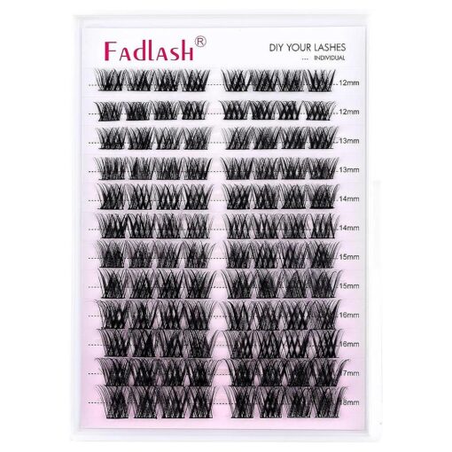 Lash Clusters 96pcs 12-18mm Individual Lashes D Curl Large Tray Wispy Cluster Lashes Mixed Length Reusable Eyelash Clusters DIY Eyelash Extension Individual Lash Extension Supplies ( F2-0.07D, 12-18mm )