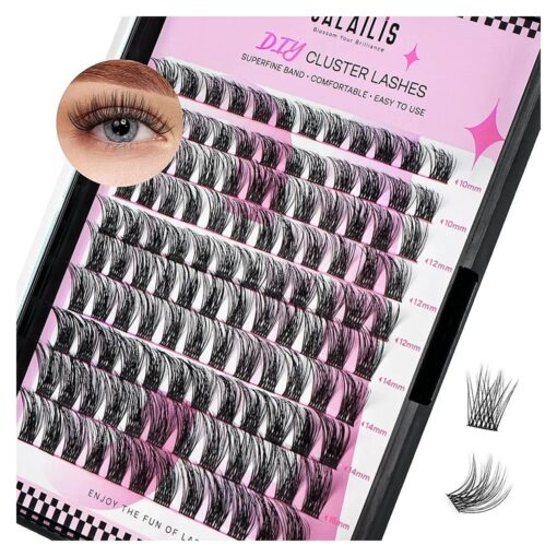 Lash Clusters, CALAILIS Cluster Lashes 120Pcs C Curl Eyelash Clusters DIY Lash Extensions Reusable Wispy Individual Lashes Super Thin Band and Soft Cluster Eyelash Extensions ( 703, C-10-16MIX )