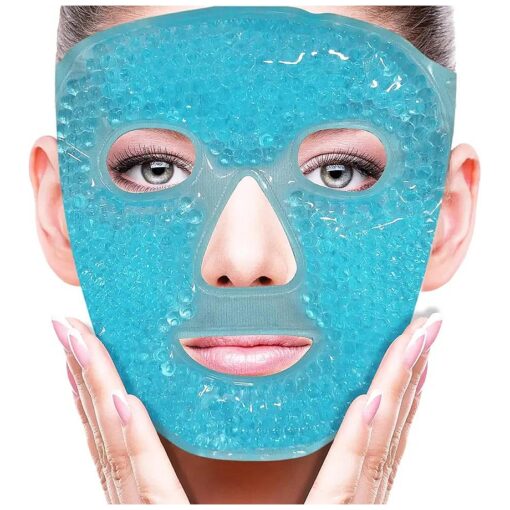 Cold Face Eye Mask Ice Pack Reduce Face Puff, Dark Circles, Gel Beads Hot Heat Cold Compress Pack, Face SPA for Woman Sleeping, Pressure, Headaches, Skin Care, Post Laser Care [ Blue ]