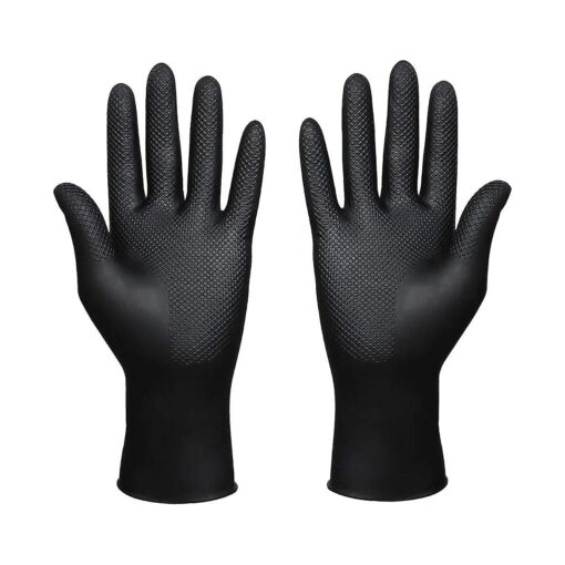 Hair Dye Gloves, Reusable Rubber Gloves, Professional Hair Coloring Accessories for Hair Salon Hair Dyeing ( 1 Pair, Large, Black )