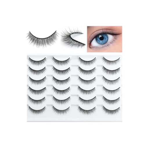 SONAFEEL Short False Eyelashes Natural Look Wispy Strip Lashes Pack 11mm 12Pairs Small Lashes 3d Mink Eyelashes Reusable Lightweight Short Natural Eyelashes