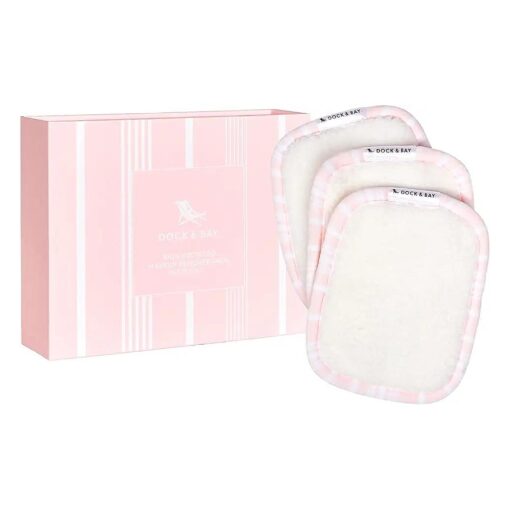 Dock & Bay Reusable Makeup Pads - Face & Skin Cleaner - Ultra Soft, Washable - 3 Pack with Included Wash Bag - ( 12x10cm ) - Peppermint Pink