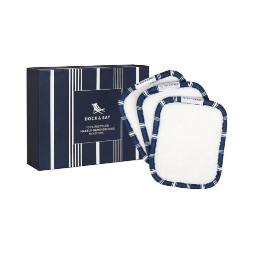 Dock & Bay Reusable Makeup Pads - Face & Skin Cleaner - Ultra Soft, Washable - 3 Pack with Included Wash Bag - ( 12x10cm ) - Patchouli Navy